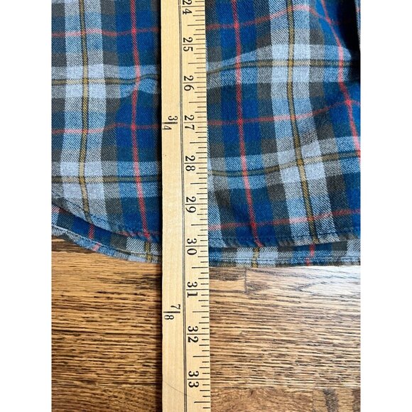 Duluth Trading Mens Blue Gray Red Plaid Button Down Flannel Size Large Outdoor - Picture 12 of 12